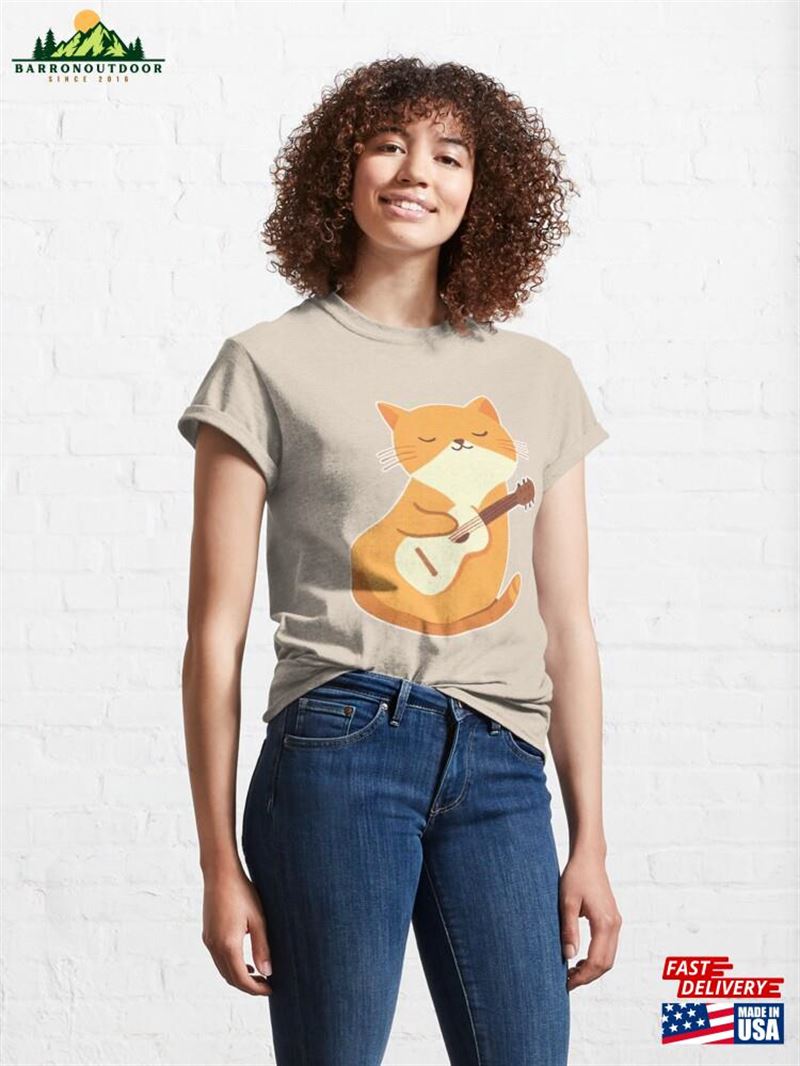 Orange Guitarist Cat Acoustic Guitar Classic T-Shirt Unisex Orange Guitarist Cat Acoustic Guitar Classic T-Shirt Unisex