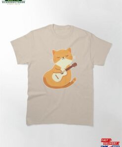 Orange Guitarist Cat Acoustic Guitar Classic T-Shirt Unisex