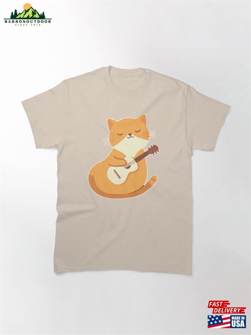 Orange Guitarist Cat Acoustic Guitar Classic T-Shirt Unisex Orange Guitarist Cat Acoustic Guitar Classic T-Shirt Unisex