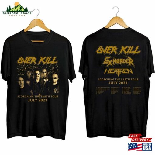 Overkill Exhorder And Heathen 2023 Tour Shirt Scorching The Earth U S Sweatshirt Classic