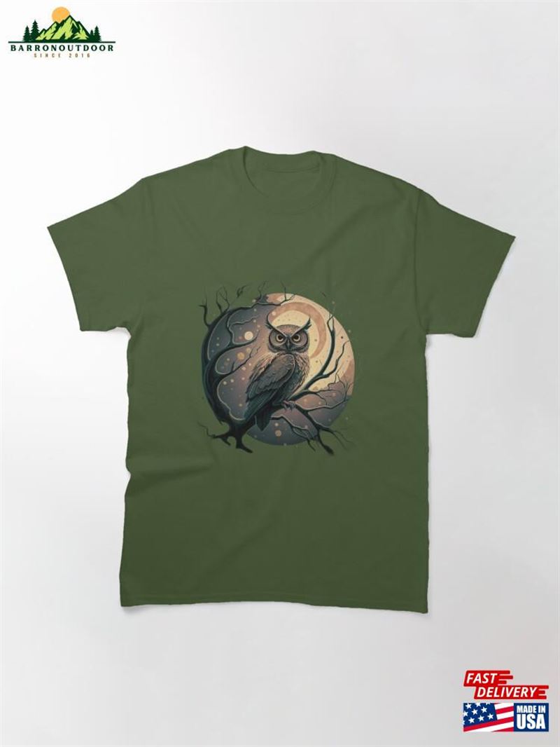 Owl On A Branch Classic T-Shirt Sweatshirt Unisex Owl On A Branch Classic T-Shirt Sweatshirt Unisex
