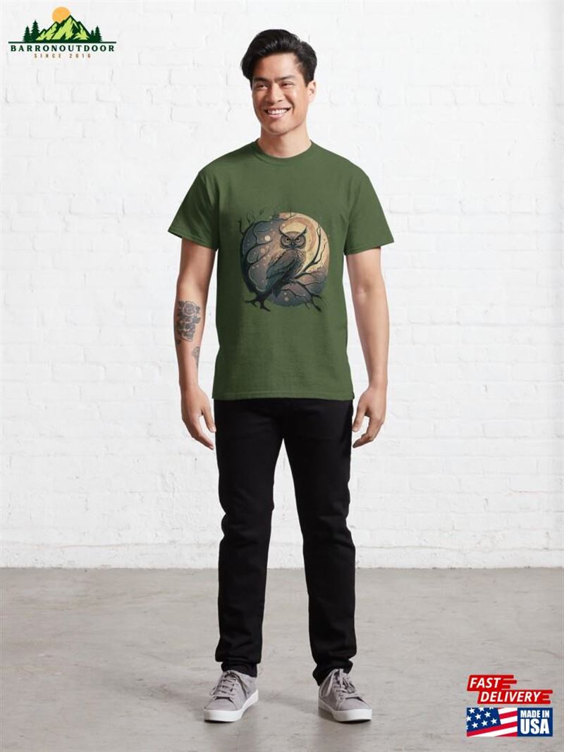 Owl On A Branch Classic T-Shirt Sweatshirt Unisex Owl On A Branch Classic T-Shirt Sweatshirt Unisex