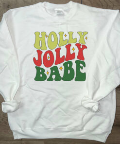 Adult Holly Jolly Babe Christmas Crewneck Sweatshirt
