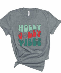 Adult Holly Jolly Vibes Christmas Bella Canvas T-shirt