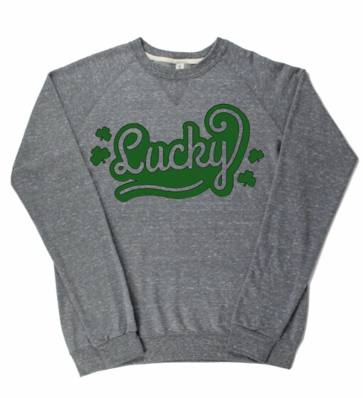 Adult Lucky St. Patrick’s Day Lightweight Snow Heather Crewneck