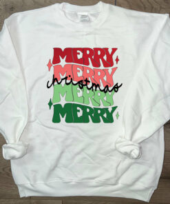 Adult Merry Christmas Bubble Crewneck Sweatshirt