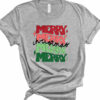 Adult Merry Merry Merry Christmas Bella Canvas T-shirt