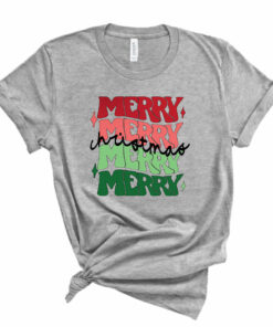 Adult Merry Merry Merry Christmas Bella Canvas T-shirt