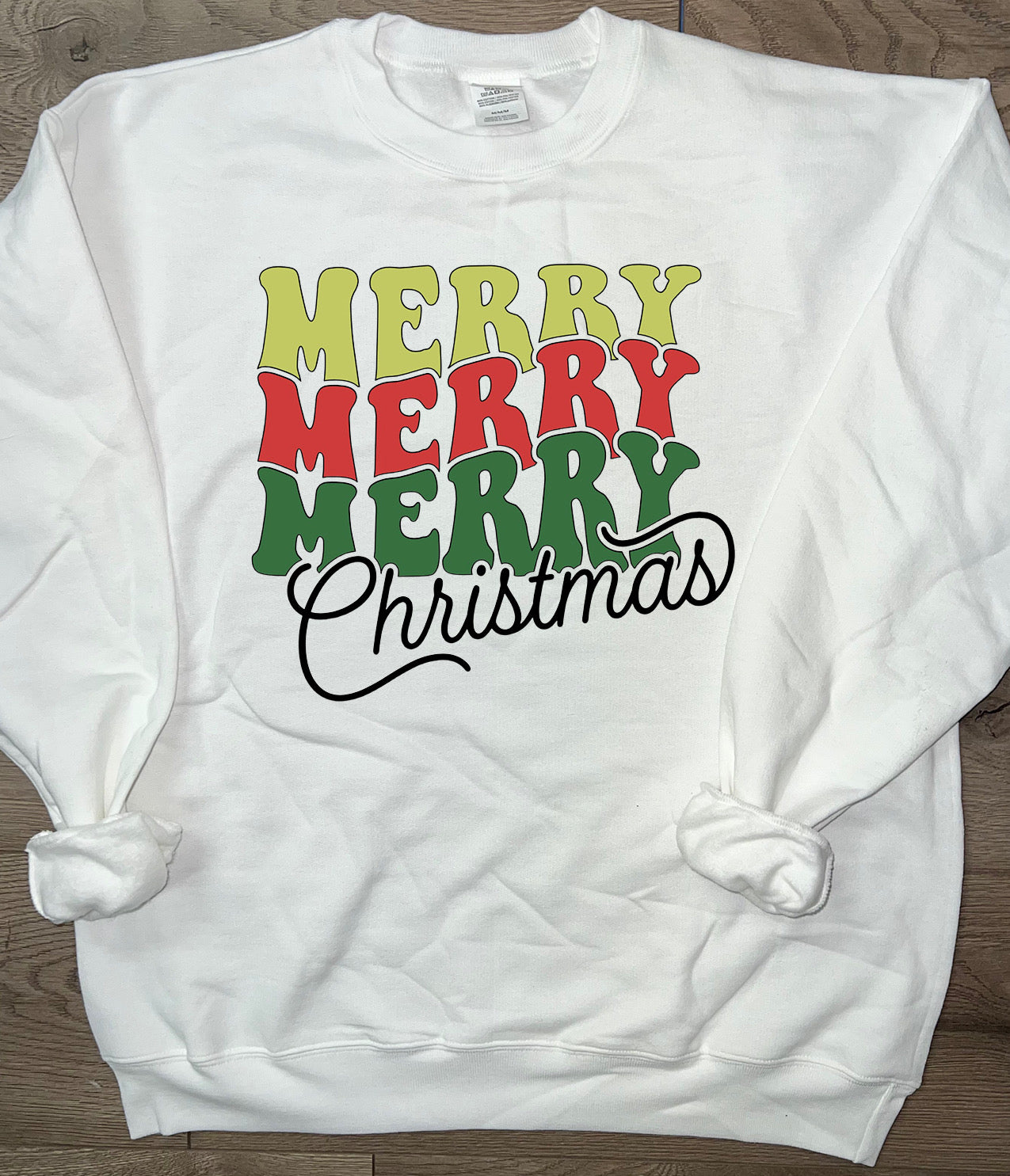 Adult Merry Merry Merry Christmas Crewneck Sweatshirt Adult Merry Merry Merry Christmas Crewneck Sweatshirt