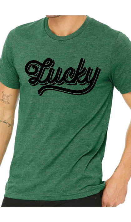 Cursive Lucky St. Patrick’s Day Bella Canvas T-shirt Cursive Lucky St. Patrick’s Day Bella Canvas T-shirt