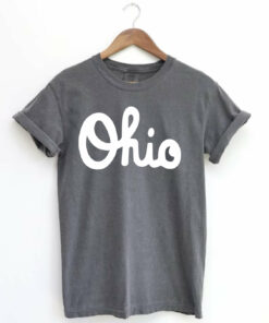 Cursive Ohio on Premium Comfort Colors short sleeve tee
