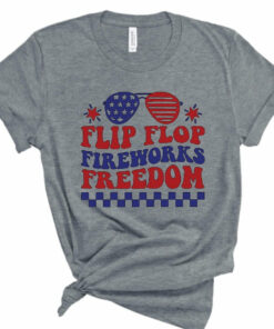 Flip Flop Fireworks Freedom July 4 Bella Canvas T-shirt