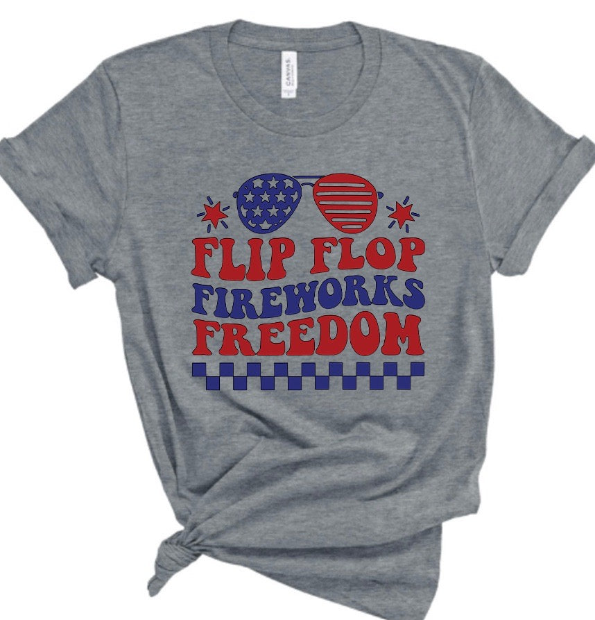 Flip Flop Fireworks Freedom July 4 Bella Canvas T-shirt Flip Flop Fireworks Freedom July 4 Bella Canvas T-shirt