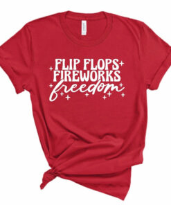 Flip Flops Fireworks Freedom July 4 Bella Canvas T-shirt