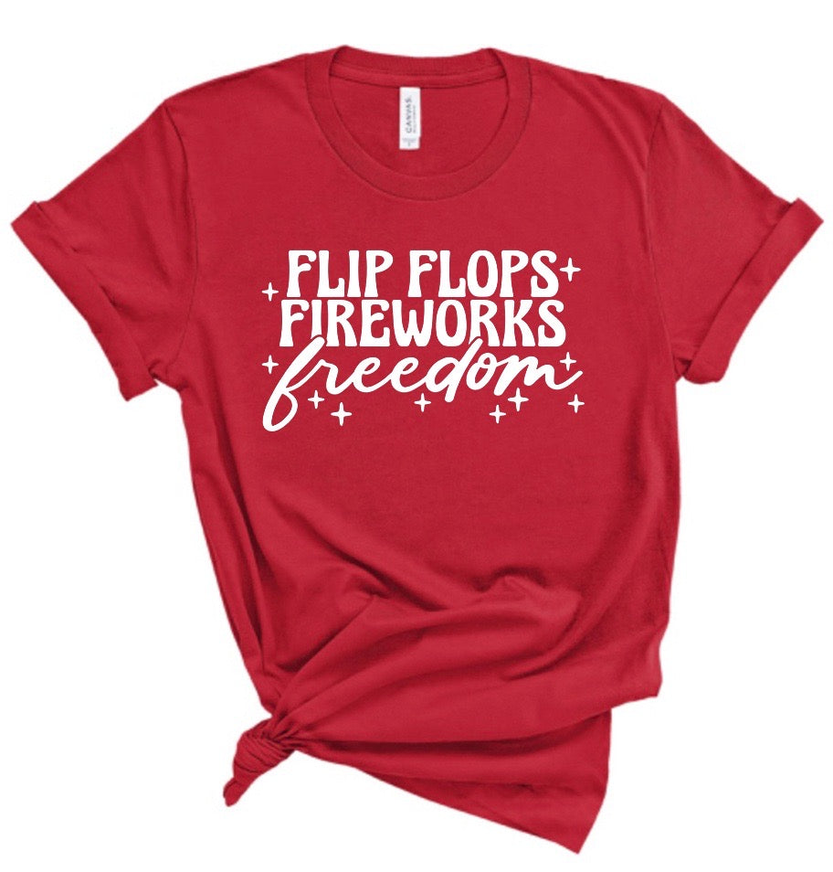Flip Flops Fireworks Freedom July 4 Bella Canvas T-shirt Flip Flops Fireworks Freedom July 4 Bella Canvas T-shirt