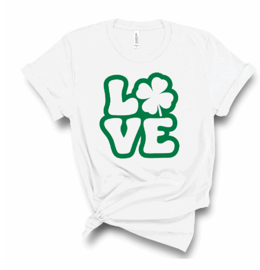 LOVE Shamrock St. Patrick’s Day Bella Canvas T-shirt