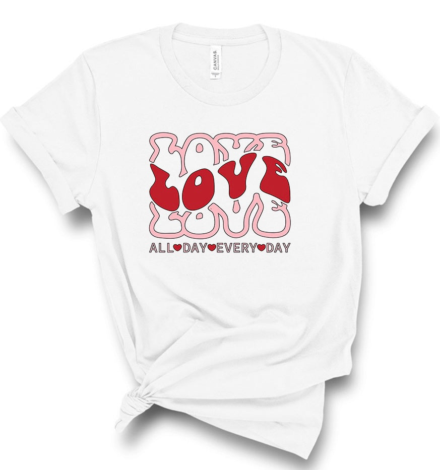 Love x3 All Day Every Day Valentine’s Day Bella Canvas T-shirt Love x3 All Day Every Day Valentine’s Day Bella Canvas T-shirt