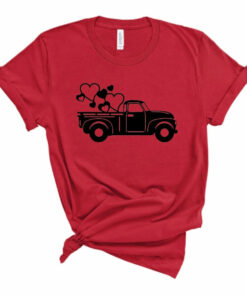 Truck with Hearts Valentine’s Day Bella Canvas T-shirt