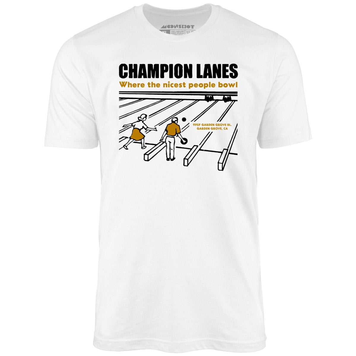 Champion Lanes - Garden Grove, CA - Vintage Bowling Alley - Unisex T-Shirt Champion Lanes - Garden Grove, CA - Vintage Bowling Alley - Unisex T-Shirt