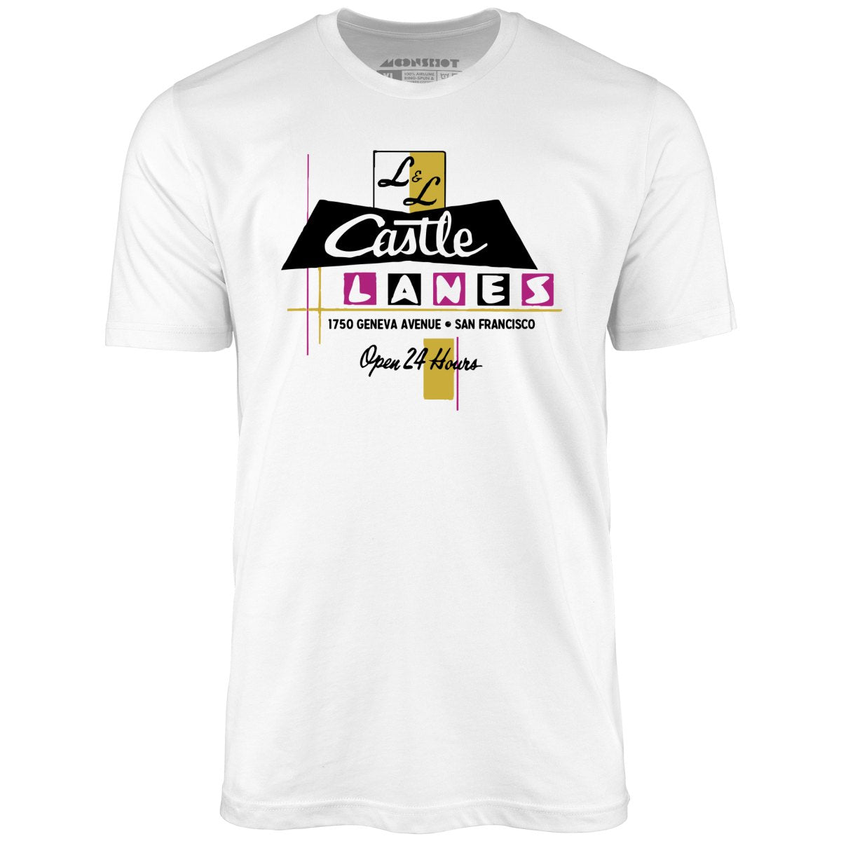 L & L Castle Lanes - San Francisco, CA - Vintage Bowling Alley - Unisex T-Shirt L & L Castle Lanes - San Francisco, CA - Vintage Bowling Alley - Unisex T-Shirt