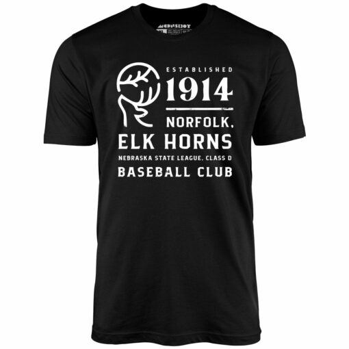 Norfolk Elk Horns – Nebraska – Vintage Defunct Baseball Teams – Unisex T-Shirt