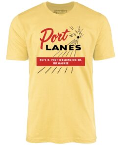 Port Lanes – Milwaukee, WI – Vintage Bowling Alley – Unisex T-Shirt