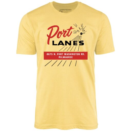 Port Lanes – Milwaukee, WI – Vintage Bowling Alley – Unisex T-Shirt