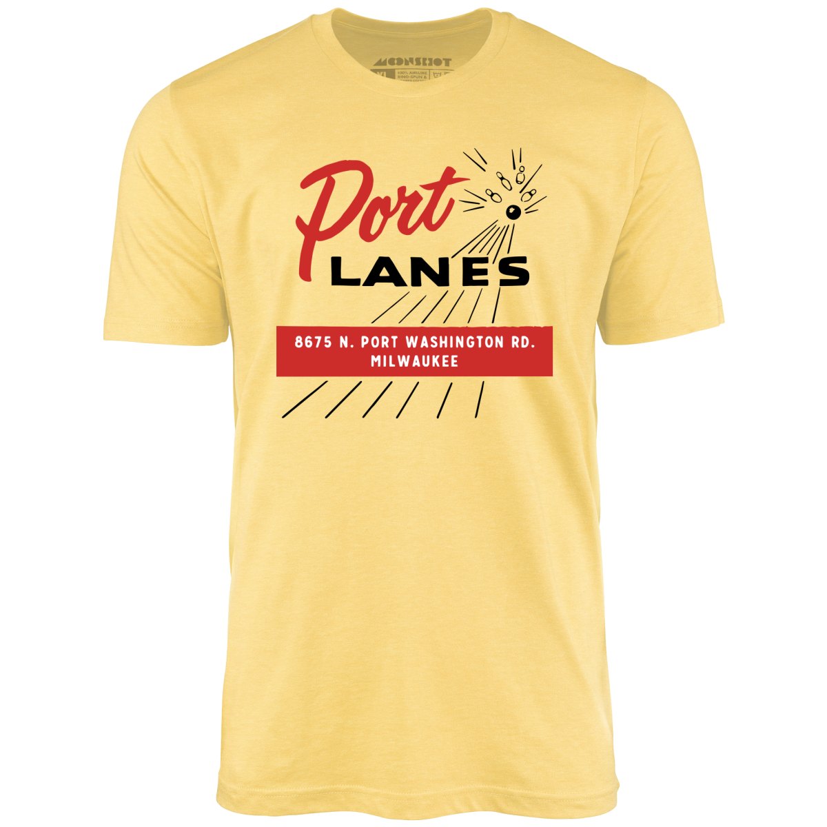 Port Lanes - Milwaukee, WI - Vintage Bowling Alley - Unisex T-Shirt Port Lanes - Milwaukee, WI - Vintage Bowling Alley - Unisex T-Shirt