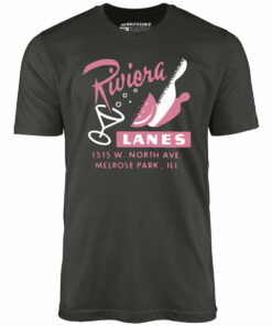 Riviera Lanes – Melrose Park, IL – Vintage Bowling Alley – Unisex T-Shirt Riviera Lanes – Melrose Park, IL – Vintage Bowling Alley – Unisex T-Shirt