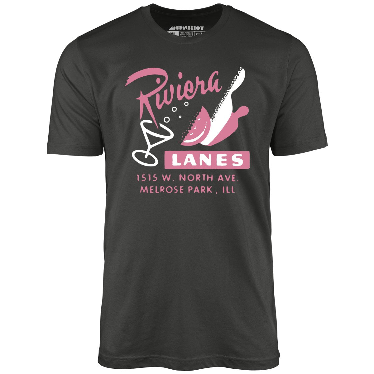 Riviera Lanes - Melrose Park, IL - Vintage Bowling Alley - Unisex T-Shirt Riviera Lanes - Melrose Park, IL - Vintage Bowling Alley - Unisex T-Shirt