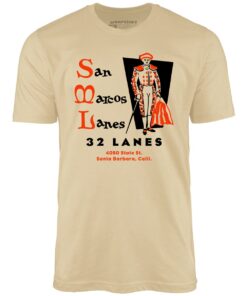 San Marcos Lanes – Santa Barbara, CA – Vintage Bowling Alley – Unisex T-Shirt