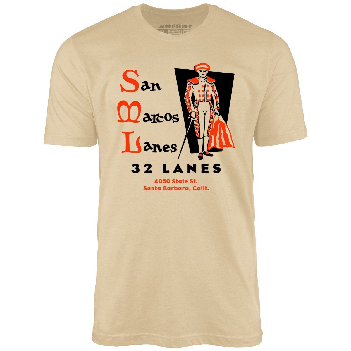 San Marcos Lanes - Santa Barbara, CA - Vintage Bowling Alley - Unisex T-Shirt San Marcos Lanes - Santa Barbara, CA - Vintage Bowling Alley - Unisex T-Shirt