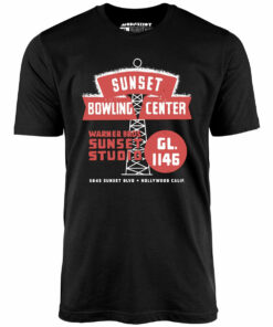 Sunset Bowling Center – Hollywood, CA – Vintage Bowling Alley – Unisex T-Shirt