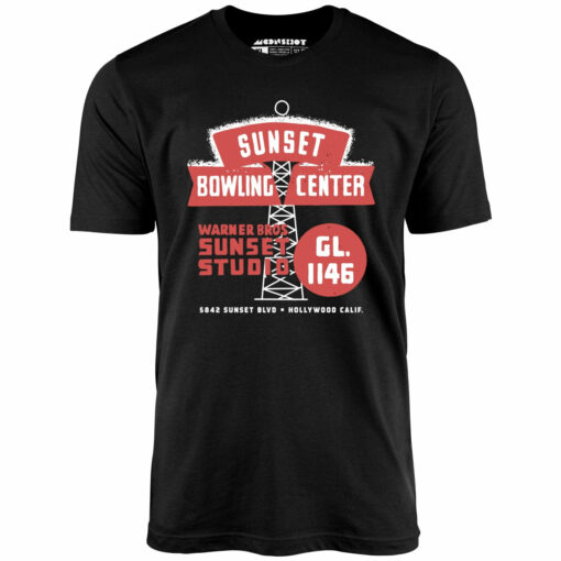 Sunset Bowling Center – Hollywood, CA – Vintage Bowling Alley – Unisex T-Shirt