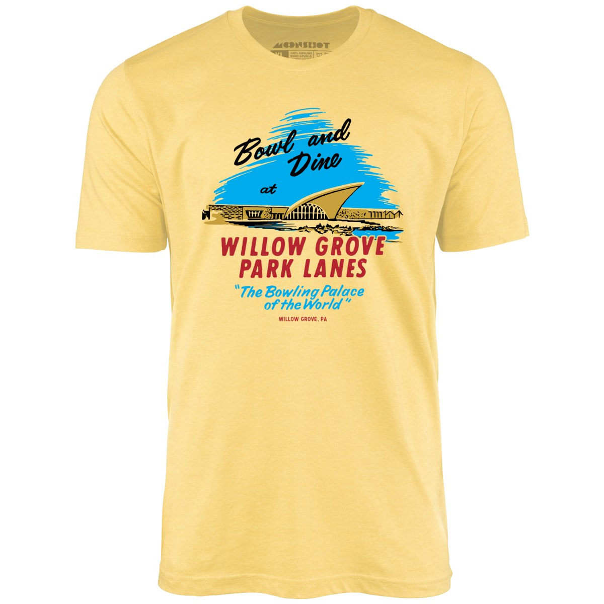 Willow Grove Park Lanes - Willow Grove, PA - Vintage Bowling Alley - Unisex T-Shirt Willow Grove Park Lanes - Willow Grove, PA - Vintage Bowling Alley - Unisex T-Shirt