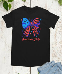 American Girly Coquette 4th of July Kids Shirt