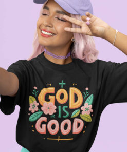 God is Good Christian Cross Colorful T Shirt
