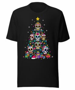 Mexican Sugar Skull Christmas Tree T-Shirt